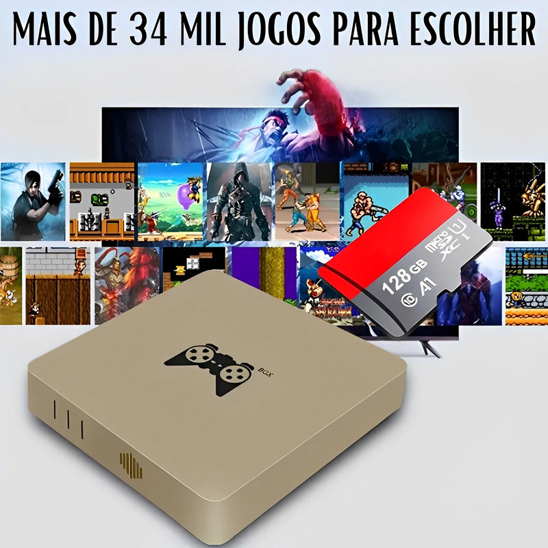 Game box 4k ultra HD, 34 mil jogos clássicos com 2 controles