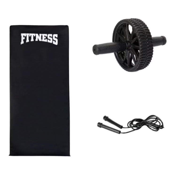 Kit Academia Colchonete De Academia Treino Corda De Pular Roda Abdominal